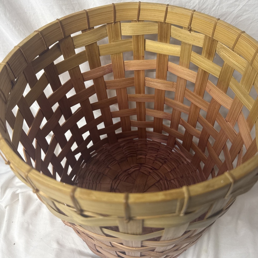 Bamboo Woven Waste Gradient Basket Trash Planter Umbrella Bath Storage Large 13" - Picture 2 of 11